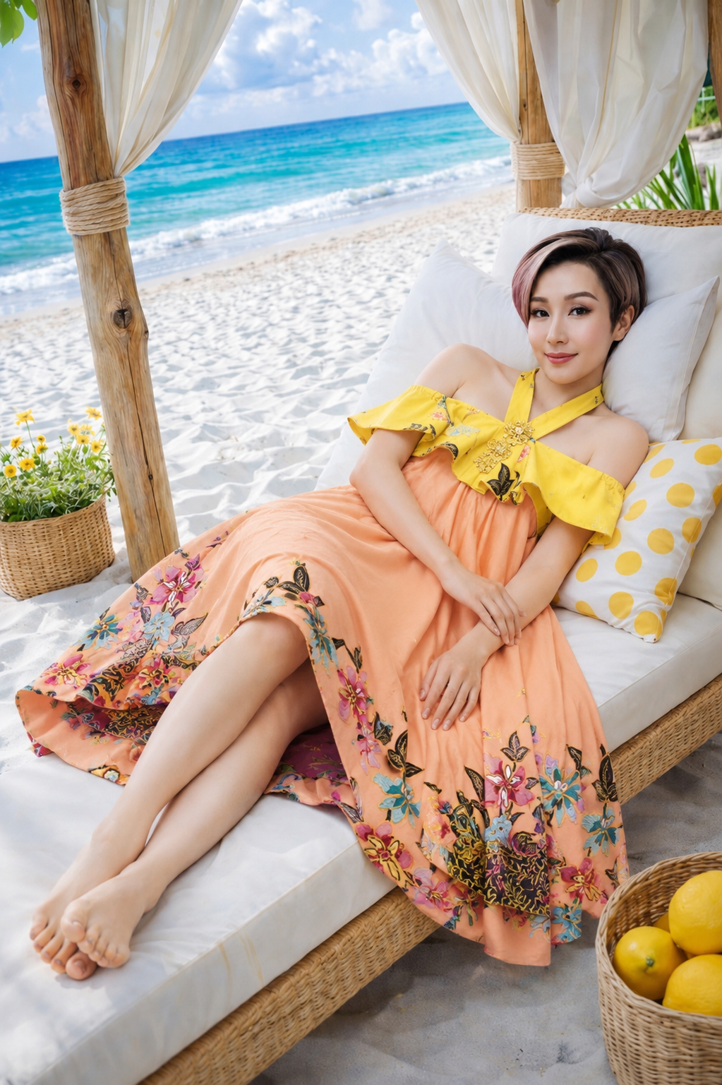 Reversible Batik Resort Dress ( size free)
