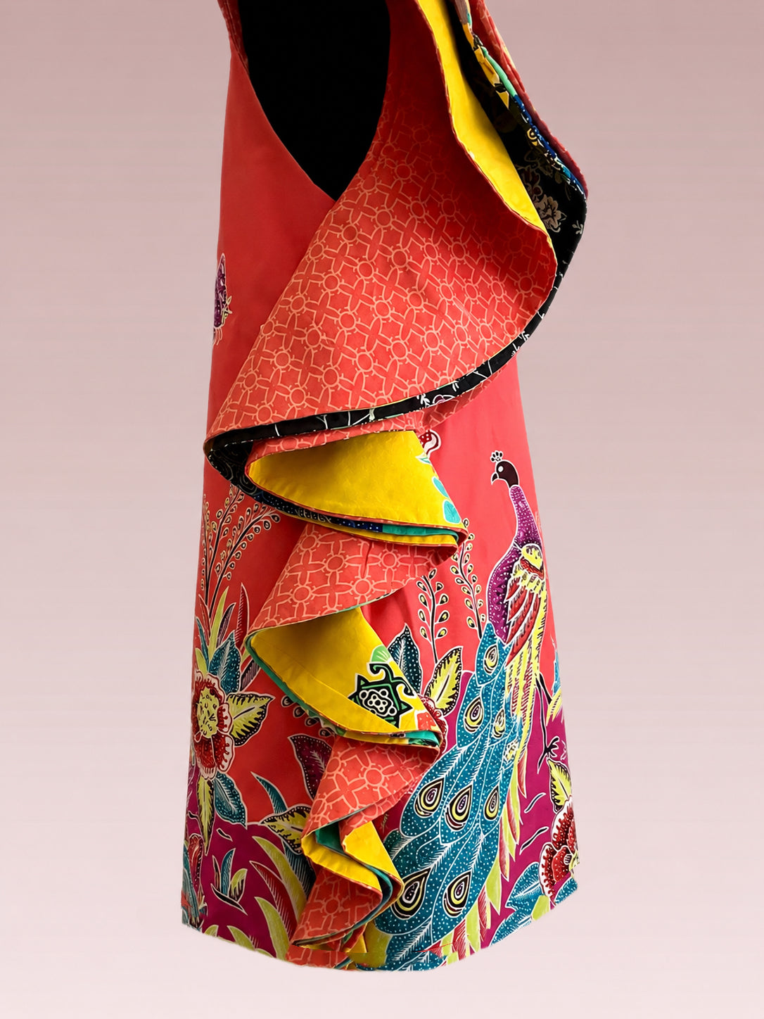 Coral Bloom Batik Dress (M-L Size)