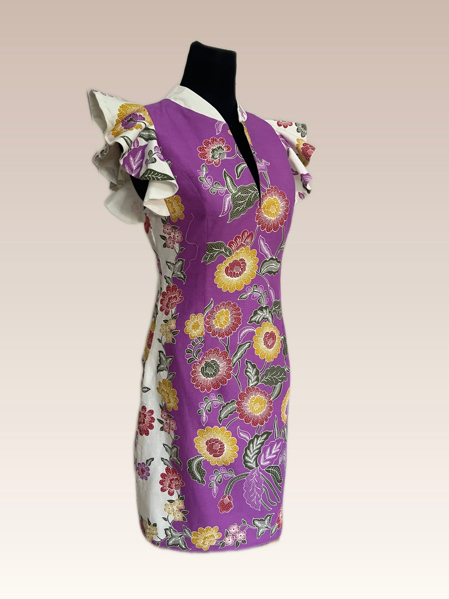Lavender Bloom Batik Dress (Lsize)